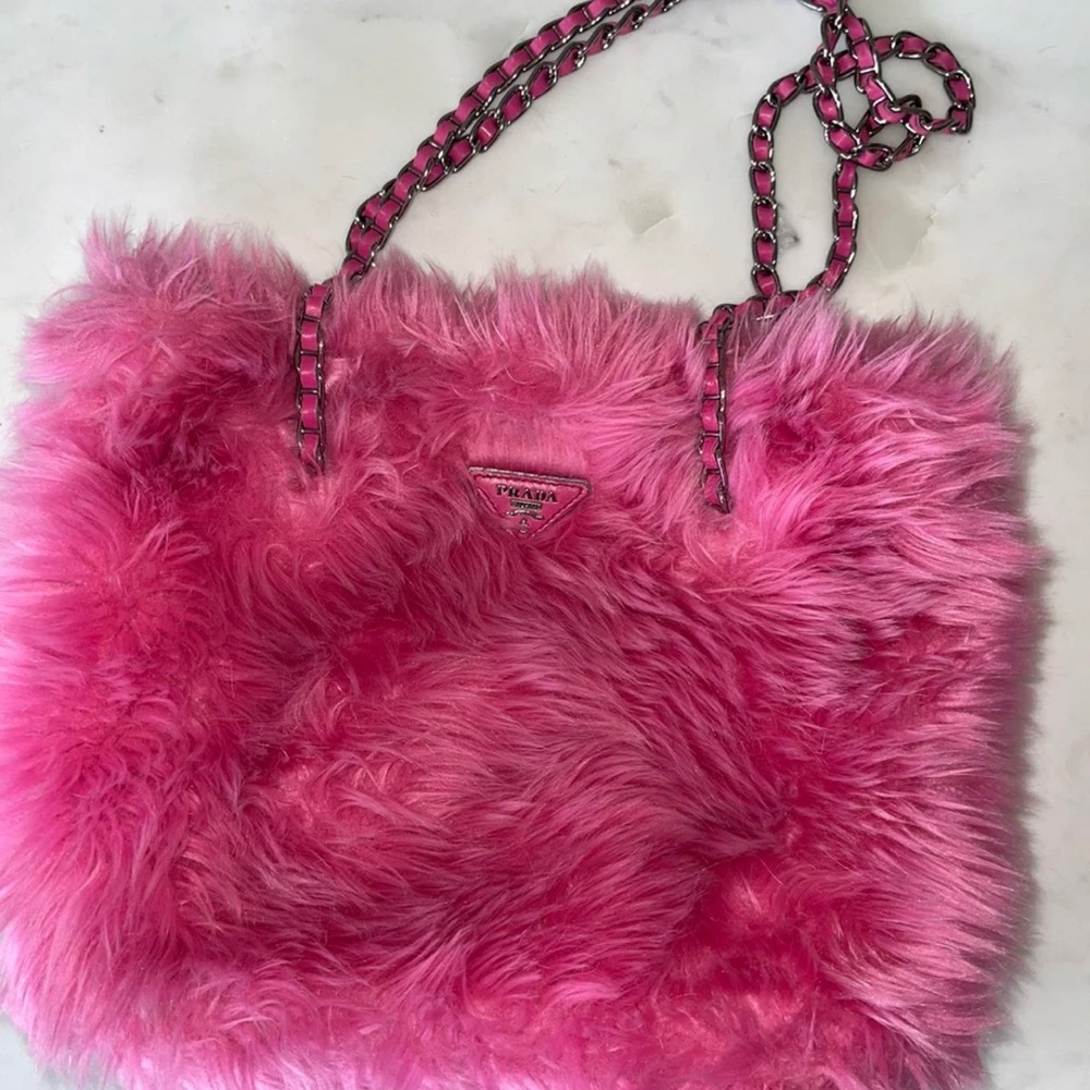 Fluffy pink Prada bag